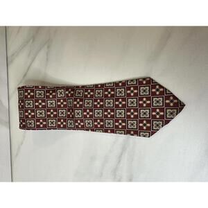 Brooks Brothers classic preppy corpcore burgundy/navy geometric silk necktie
